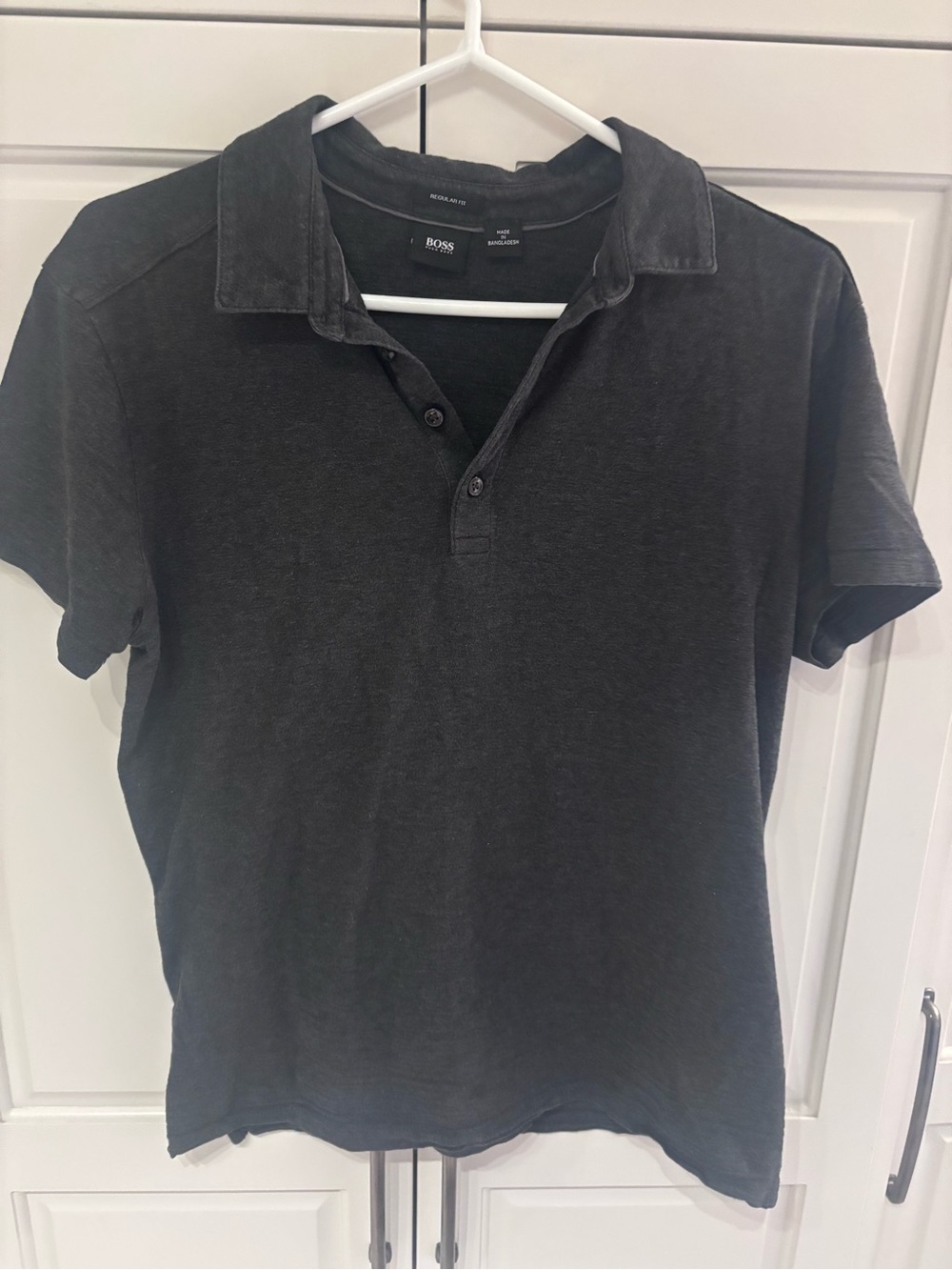Boss Men's Charcoal Black Polo Shirt medium